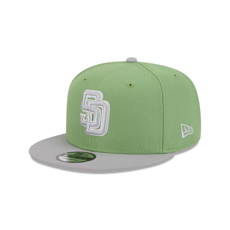 San Diego Padres New Era MLB 9FIFTY 950 Snapback Cap Hat Light Green Crown Gray Visor Gray/White Logo Gray UV ( Color Pack)