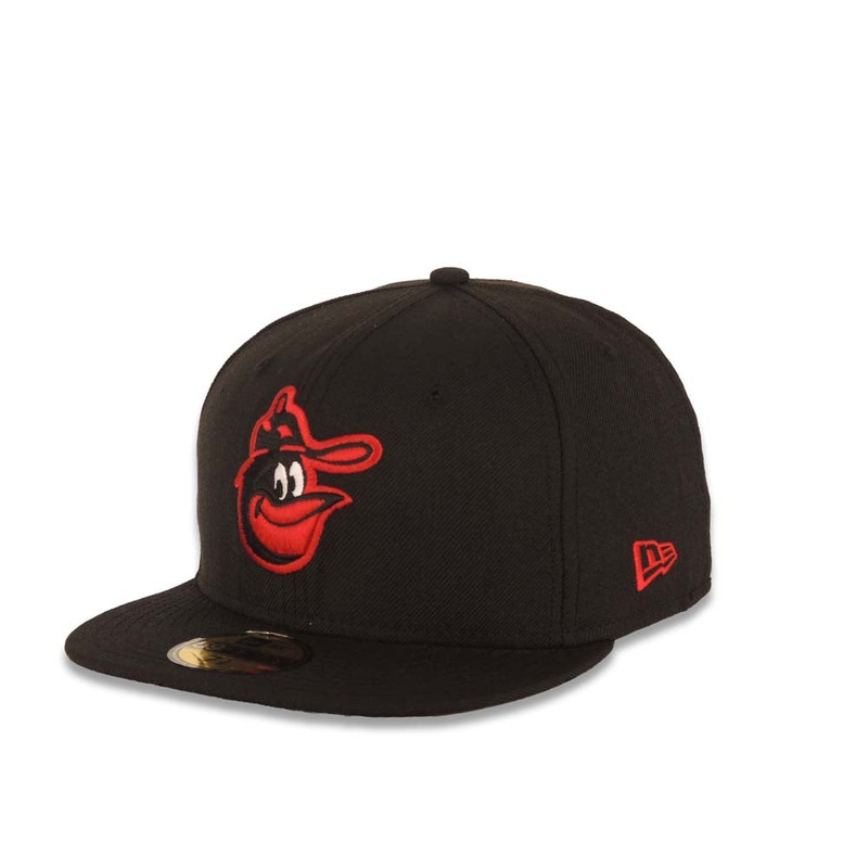 Baltimore Orioles New Era MLB 59FIFTY 5950 Fitted Cap Hat Black Crown/Visor Red/Black/White Logo