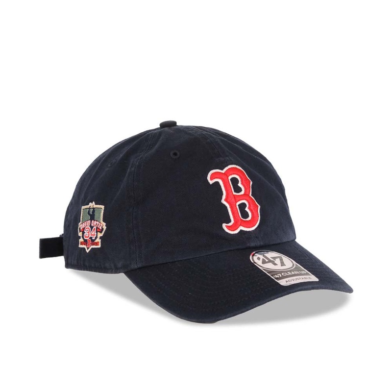Boston Red Sox ’47 Brand MLB Clean Up Adjustable Cap Hat Navy Blue Crown/Visor Team Color Logo #34 David Ortiz Side Patch