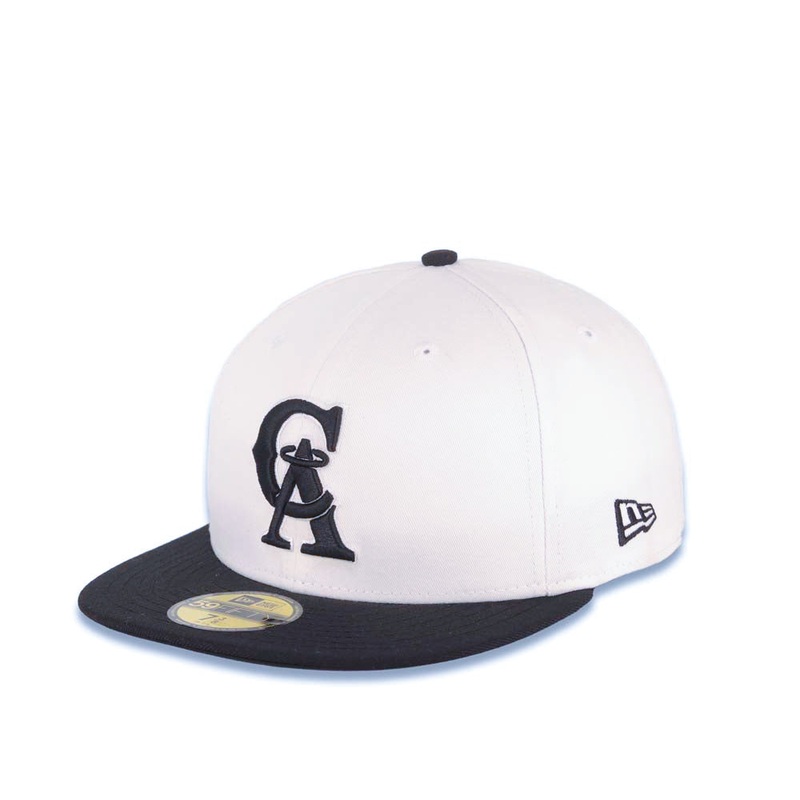 California Anaheim Angels New Era MLB 59FIFTY 5950 Fitted Cap Hat White Crown Black Visor Black/White Logo