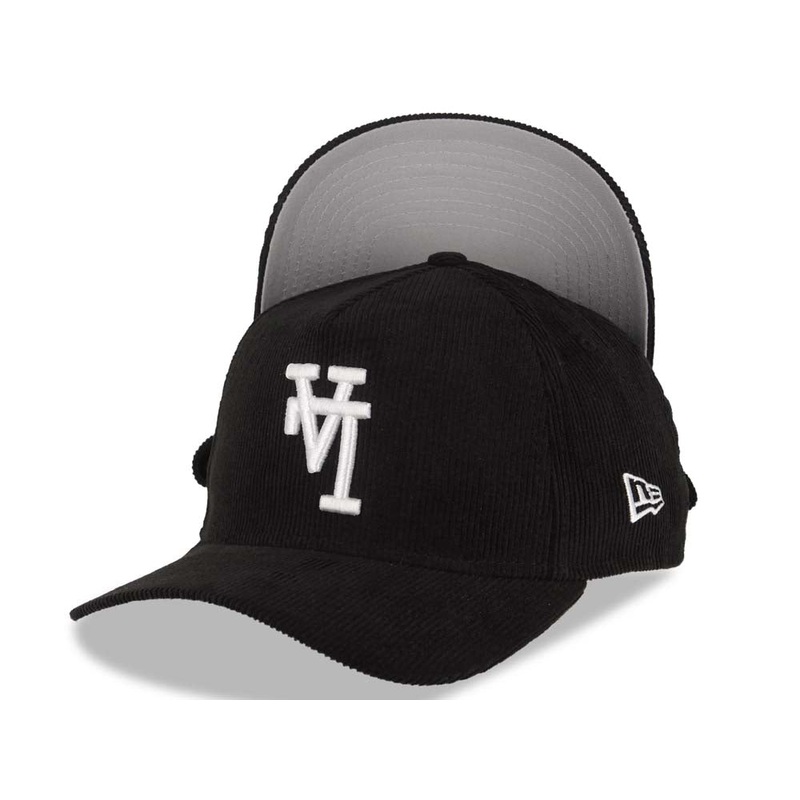 (Corduroy) Los Angeles Dodgers New Era MLB 9FORTY 940 Adjustable A-Frame Cap Hat Black Crown/Visor White Upside Down Logo