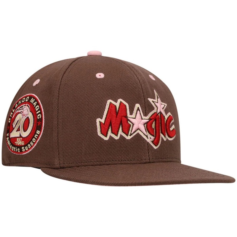 Mitchell & Ness Orlando Magic Brown Hardwood Classics 20 FANtastic Seasons Brown Sugar Bacon Fitted Hat