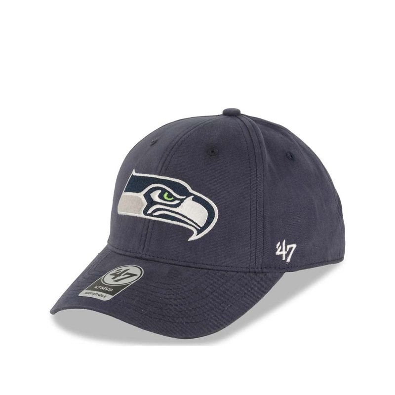 Seattle Seahawks ’47 Brand NFL MVP  Adjustable Cap Hat Navy Blue Crown/Visor Team Color Logo