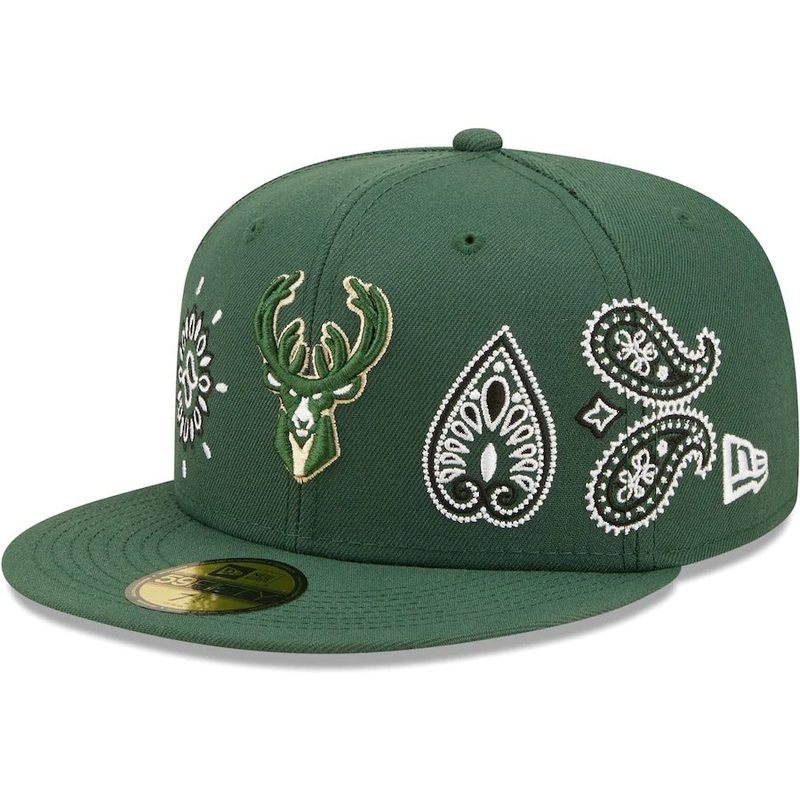 New Era Milwaukee Bucks Hunter Green Paisley 59FIFTY Fitted Hat