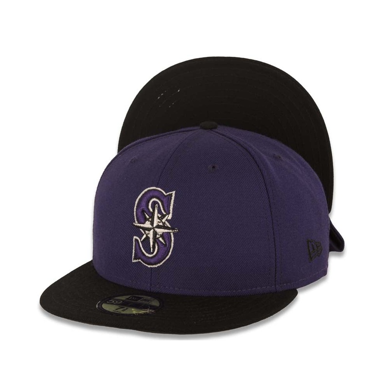 Seattle Mariners New Era MLB 59FIFTY 5950 Fitted Cap Hat Purple Crown Black Visor Purple/White/Black Logo