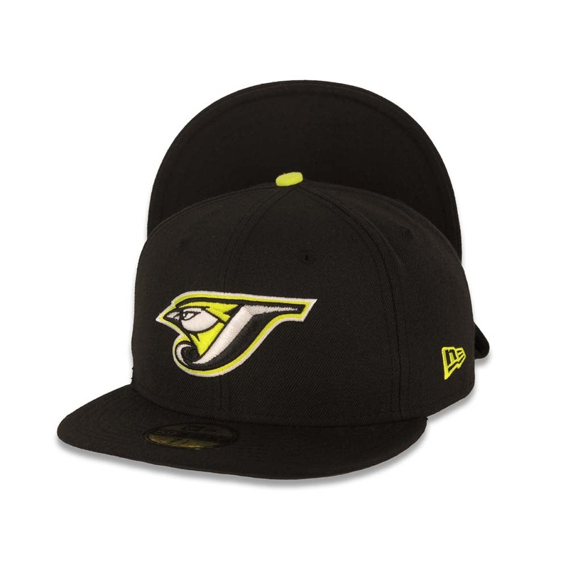 Toronto Blue Jays New Era MLB 59FIFTY 5950 Fitted Cap Hat Black Crown/Visor Green/Gray/White/Black Logo
