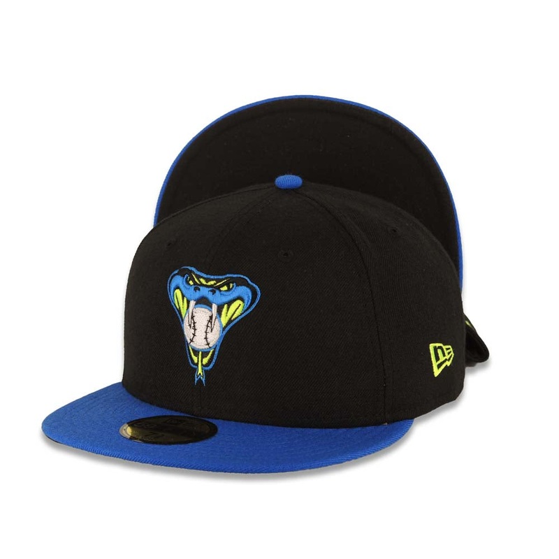 Arizona Diamondbacks New Era MLB 59FIFTY 5950 Fitted Cap Hat Black Crown Royal Blue Visor Royal Blue/Neon Yellow/White Snake Logo