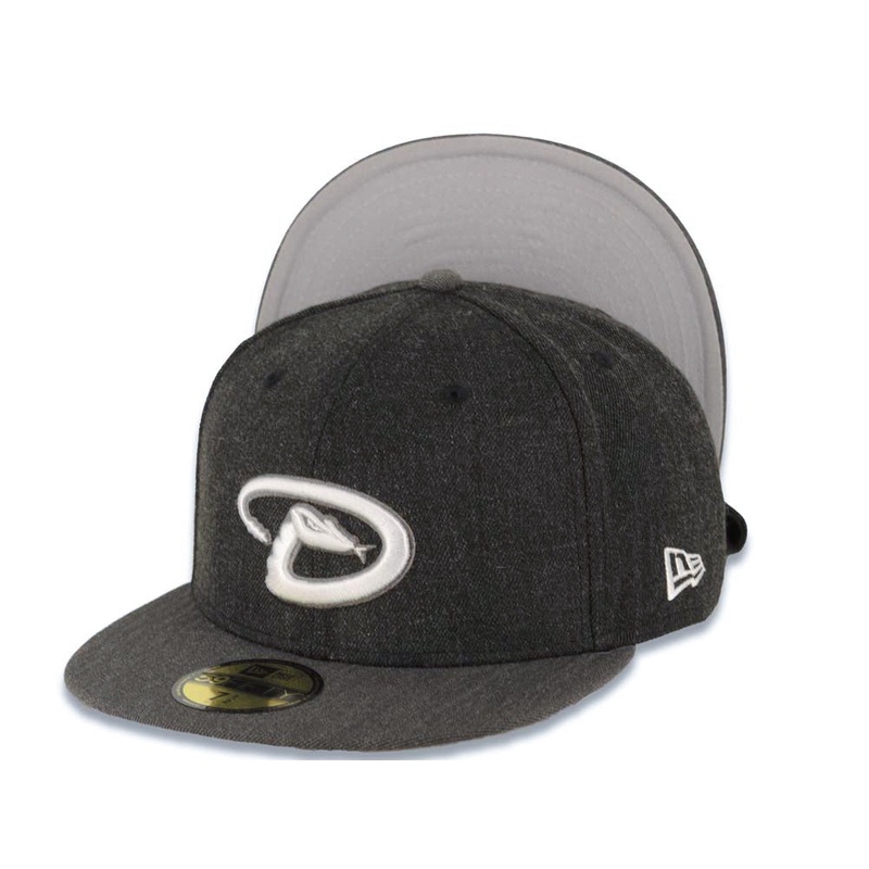 Arizona Diamondbacks New Era MLB 59FIFTY 5950 Fitted Heather Cap Hat Dark Gray/Black Crown Hray Visor White/Gray Logo