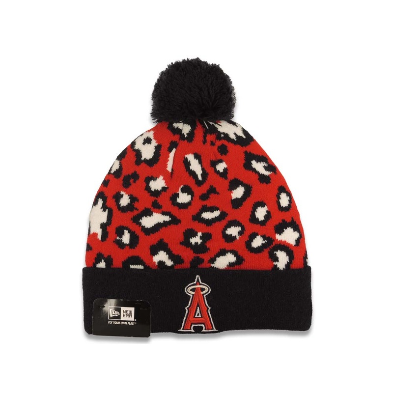 Los Angeles Anaheim Angels New Era MLB Cuffed Pom Beanie/Knit Hat Red/Navy Blue/White Crown/Visor Red Logo (Jungle)