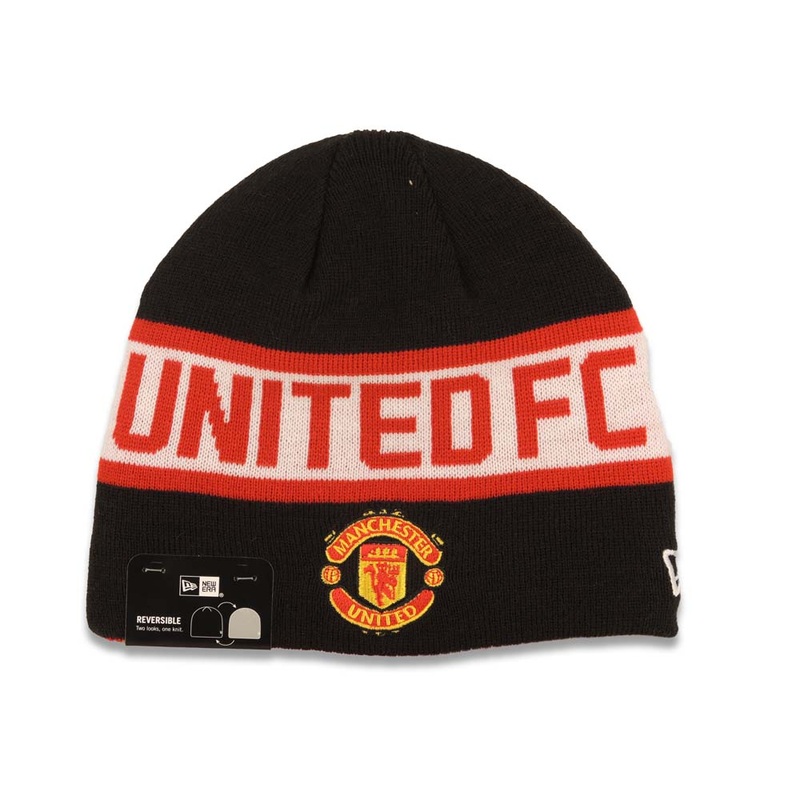 Manchester United New Era Soccer Uncuffed Skull Beanie/Knit Black/White/Red Crown/Visor Team Color Logo