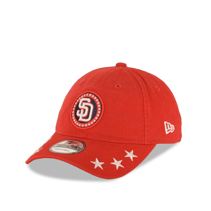 San Diego Padres New Era MLB 9TWENTY 920 Adjustable Cap Hat Red Crown/Visor White Logo All Star Game Work Out Patch