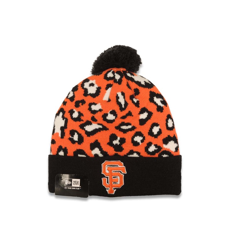 San Francisco Giants New Era Cuffed Pom Beanie/Knit Hat Orange/Black/White Crown/Visor Team Color Logo (Jungle)