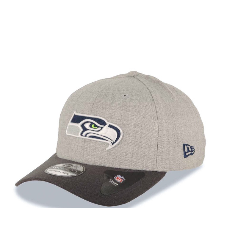 Seattle Seahawks New Era NFL 59FIFTY 5950 Fitted Cap Hat Gray Crown Dark Gray Visor Team Color Logo
