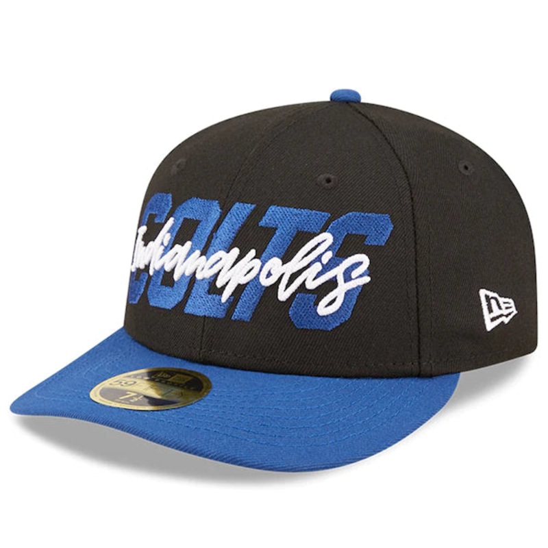 New Era Indianapolis Colts  Black/Royal 2022 NFL Draft Low Profile 59FIFTY Fitted Hat