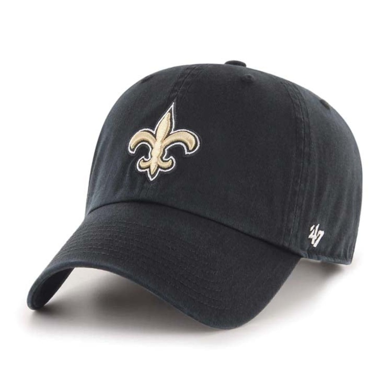 (Youth) New Orleans Saints ’47 Brand NFL Clean Up Adjustable Kid Cap Hat Black Crown/Visor Team Color Logo