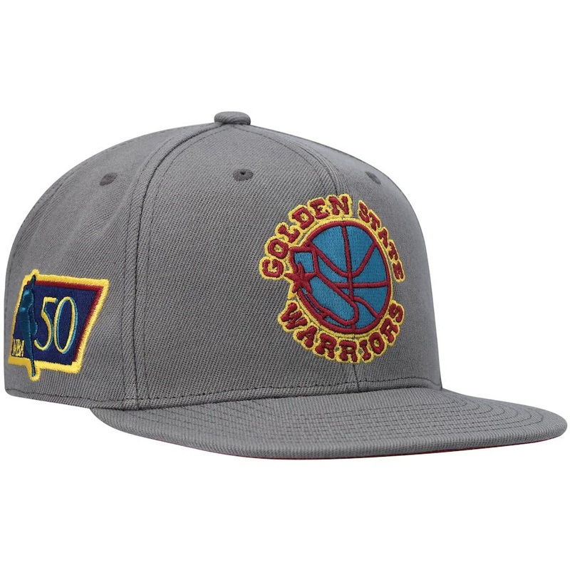 Mitchell & Ness Golden State Warriors Charcoal Hardwood Classics Carbon Cabarnet Fitted Hat