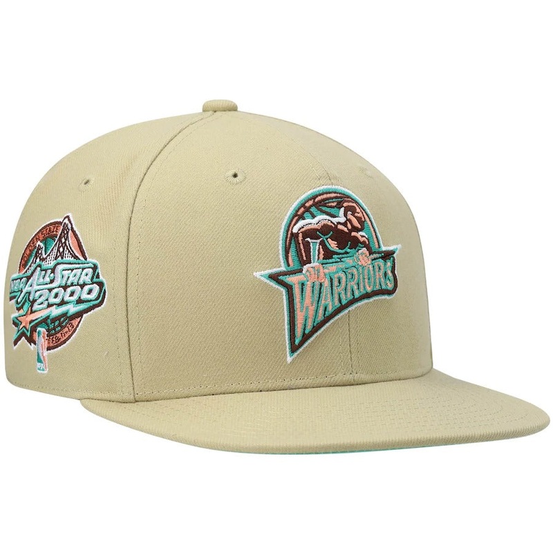Mitchell & Ness Golden State Warriors Khaki 2000 NBA All-Star Weekend Hardwood Classics Malibu Sunrise Fitted Hat