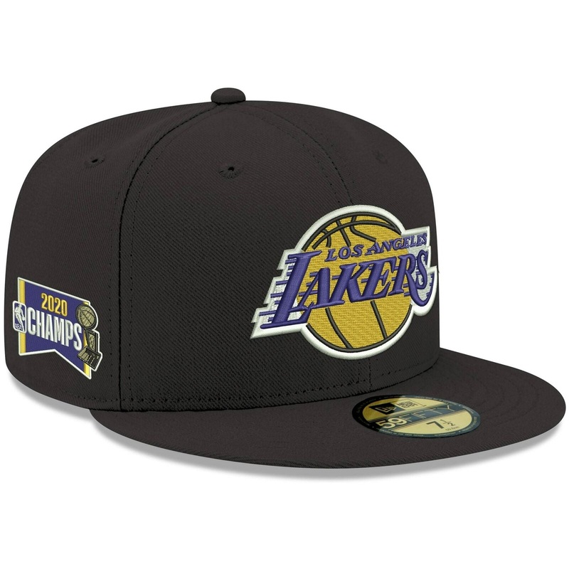 New Era Black Los Angeles Lakers Banner Side Patch Palm 59FIFTY Fitted Hat