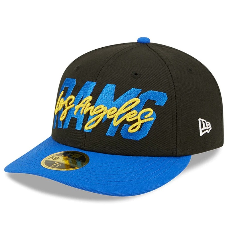 New Era Los Angeles Rams Black/Royal 2022 NFL Draft Low Profile 59FIFTY Fitted Hat