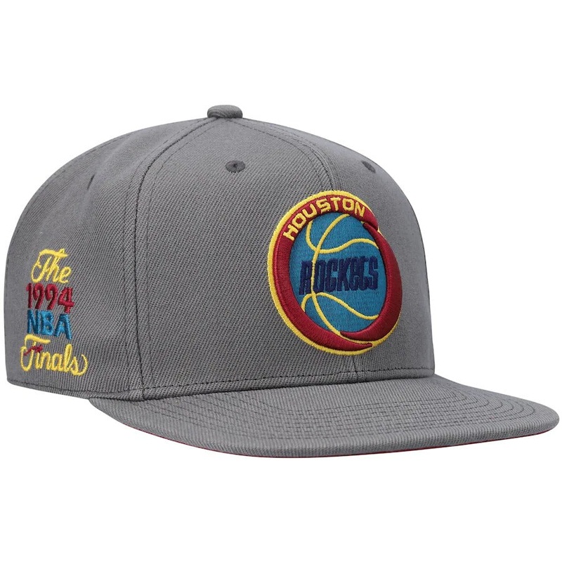 Mitchell & Ness Houston Rockets Charcoal Hardwood Classics 1994 NBA Finals Carbon Cabarnet Fitted Hat