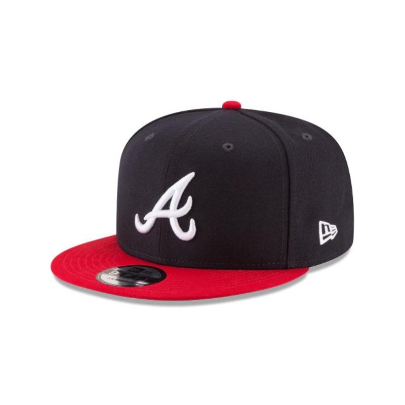 Atlanta Braves New Era MLB 9Fifty 950 Snapback Cap Hat Navy Crown Red Visor White Logo