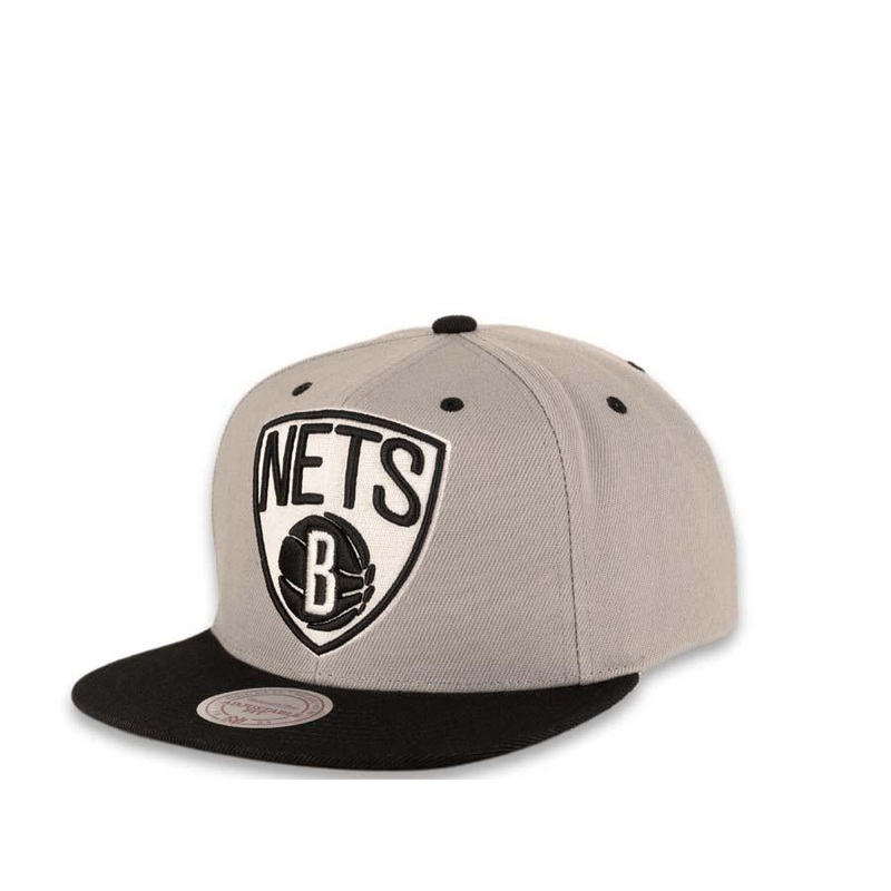 Brooklyn Nets Mitchell & Ness Snapback Gray Crown Black Visor XL Pop Team