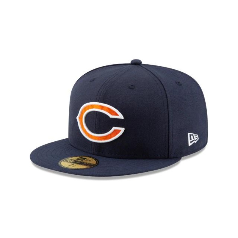 Chicago Bears New Era NFL 59Fifty 5950 Fitted Hat Navy Crown/Visor Orange/White Team Color “C” Logo