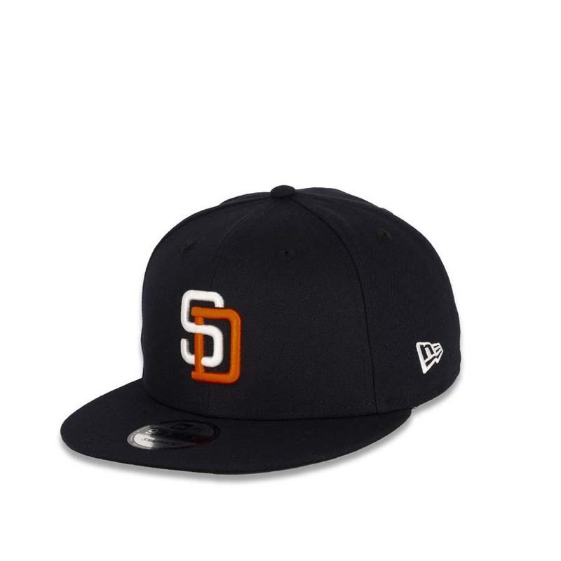 San Diego Padres New Era MLB 9Fifty 950 Snapback Cap Hat Navy Crown/Visor White/Orange Logo (Tony Gwynn Era)