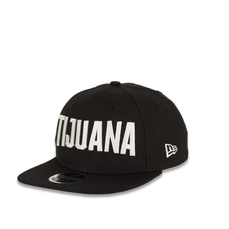 Tijuana Toros New Era Mexican Pacific League 9Fifty 950 Original Fit Snapback Cap Hat Black Crown/Visor White “TIJUANA” Text Logo