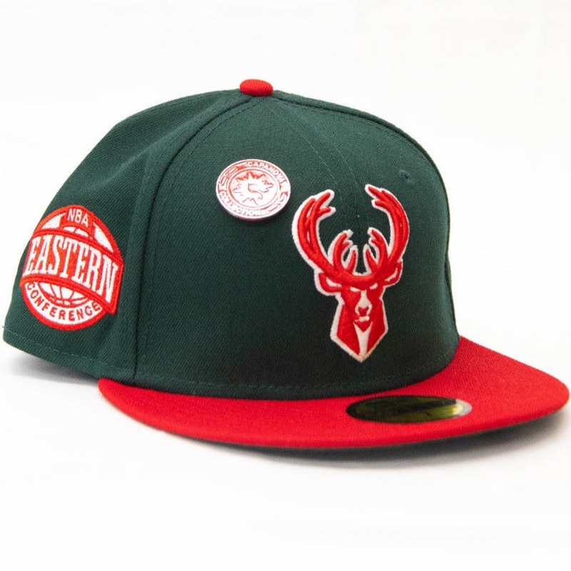 New Era Milwaukee Bucks Olive/Red 2Tone 59Fifty Fitted Hat