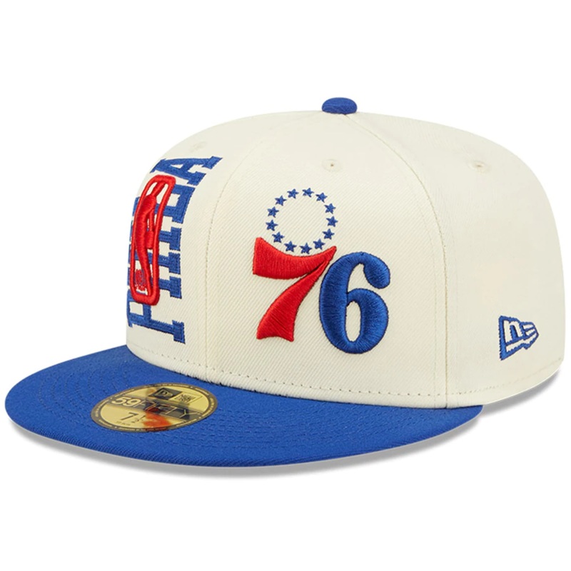 New Era Philadelphia 76ers Cream/Royal 2022 NBA Draft 59FIFTY Fitted Hat
