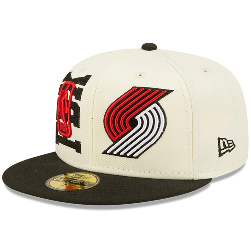 New Era Portland Trail Blazers Cream/Black 2022 NBA Draft 59FIFTY Fitted Hat