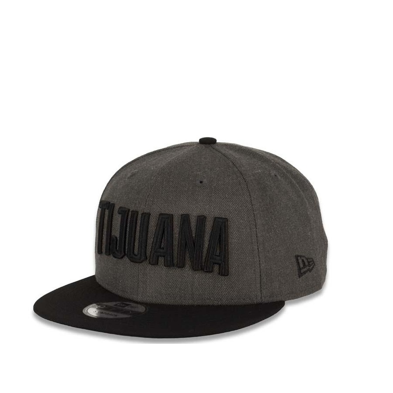 Tijuana Toros New Era Mexican Pacific League 9Fifty 950 Original Fit Snapback Cap Hat Heather Graphite Crown Black Visor Black “TIJUANA” Text Logo