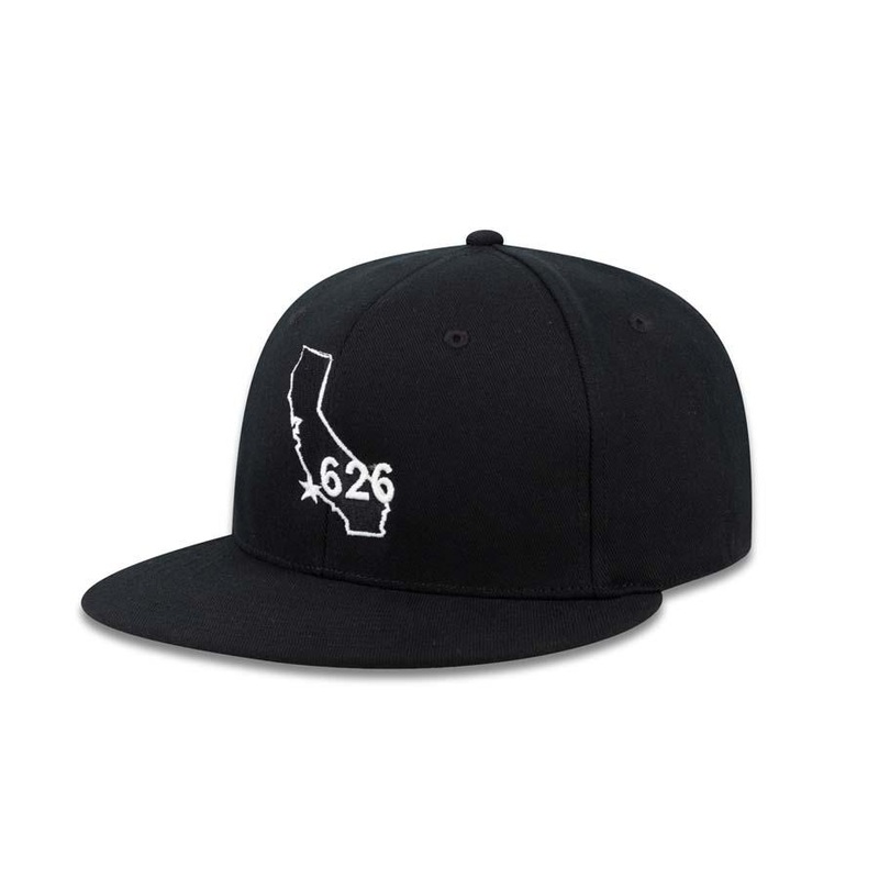 626 New Era 59FIFTY 5950 Fitted Cap Hat Black Crown/Visor Black/White State 626 Logo