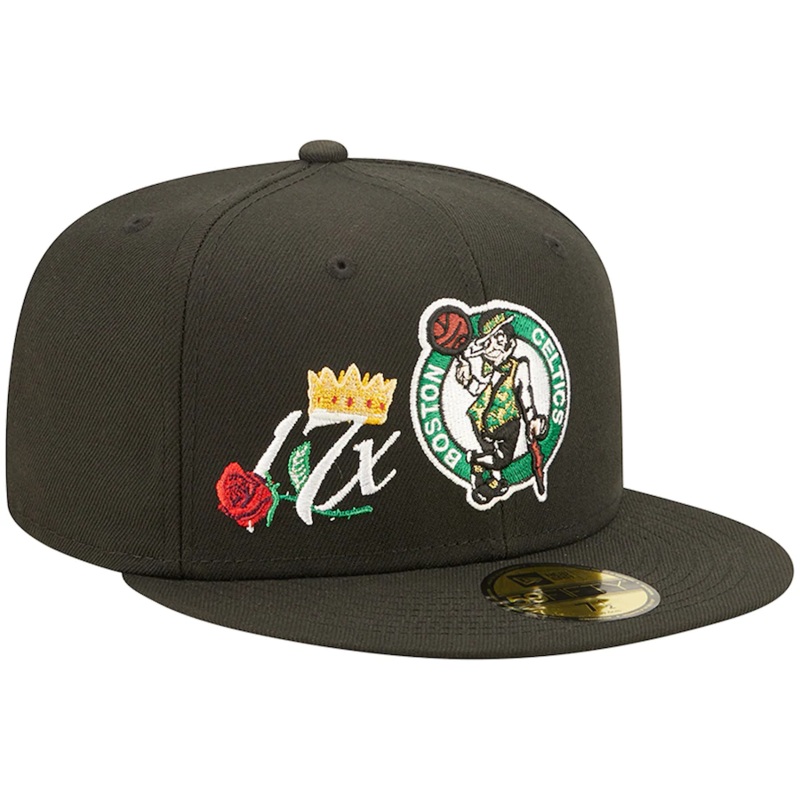 New Era Boston Celtics Black 17x NBA Finals Champions Crown 59FIFTY Fitted Hat