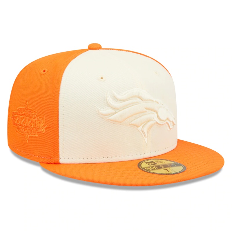 New Era Denver Broncos Cream/Orange Tonal Super Bowl XXXII Side Patch 59FIFTY Fitted Hat