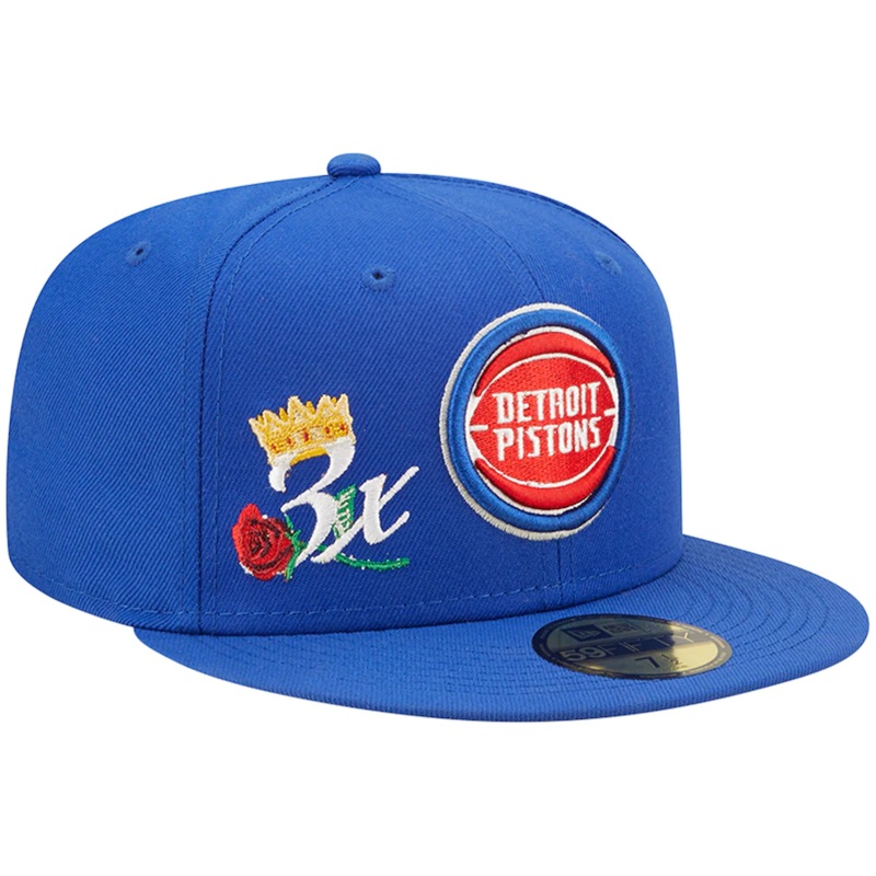 New Era Detroit Pistons Blue 3x NBA Finals Champions Crown 59FIFTY Fitted Hat
