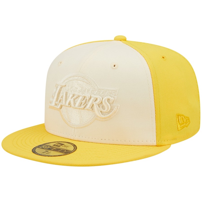 New Era Los Angeles Lakers Cream/Gold Cork Two-Tone 59FIFTY Fitted Hat