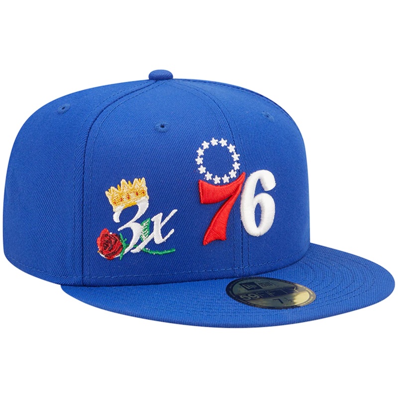 New Era Philadelphia 76ers Royal 3x NBA Finals Champions Crown 59FIFTY Fitted Hat