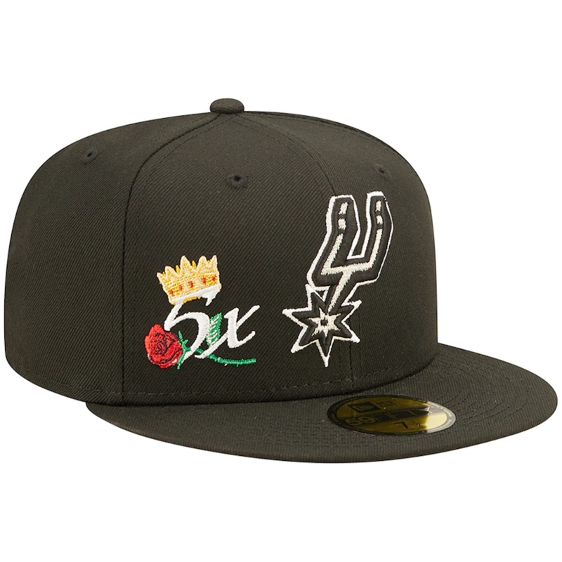New Era San Antonio Spurs New Black 5x NBA Finals Champions Crown 59FIFTY Fitted Hat