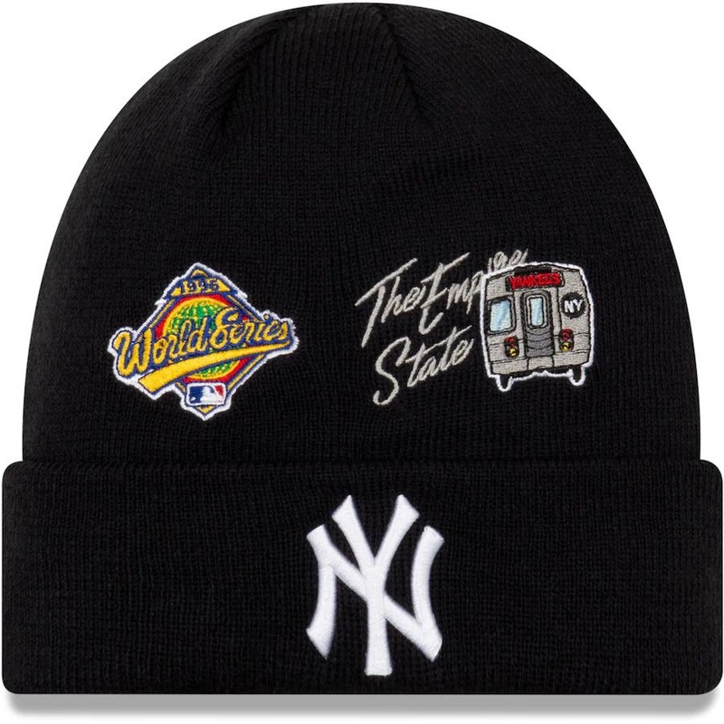 New York Yankees New Era MLB Cuff Knit Hat Team Color Navy Crown/Cuff White Logo 1996 World Series City Transit
