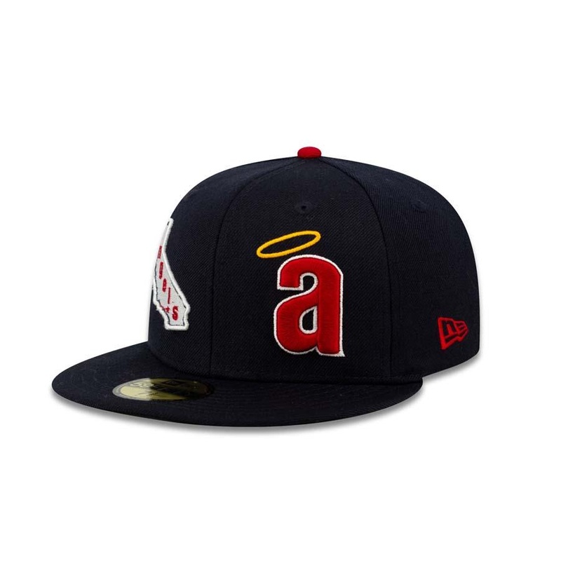 Califonia Angels New Era MLB 59FIFTY 5950 Fitted Cap Hat Navy Crown/Visor Double Logo