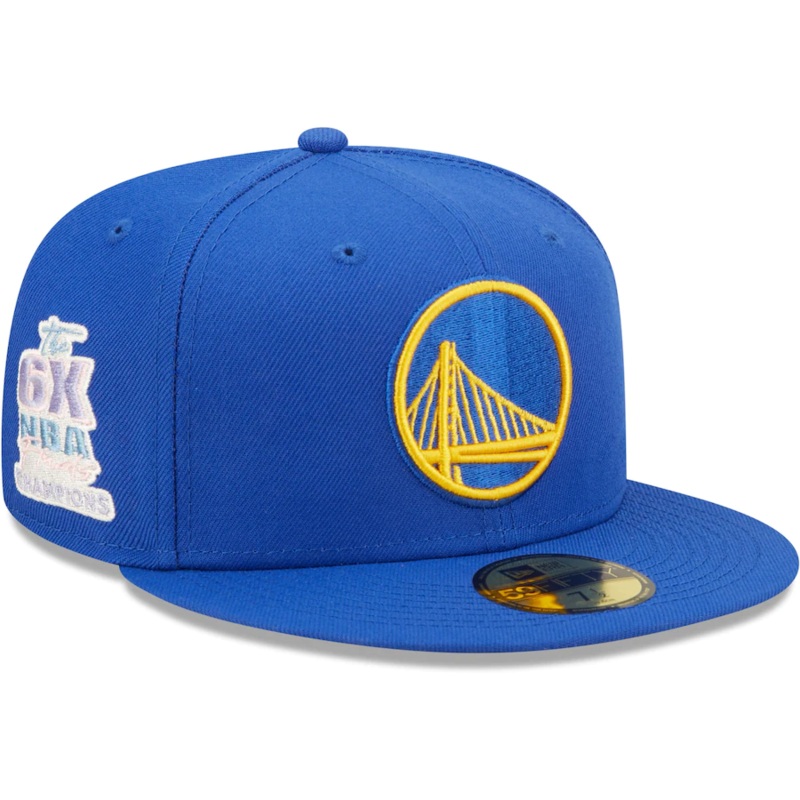 New Era Golden State Warriors Royal 6x NBA Finals Champions Pop Sweat 59FIFTY Fitted Hat