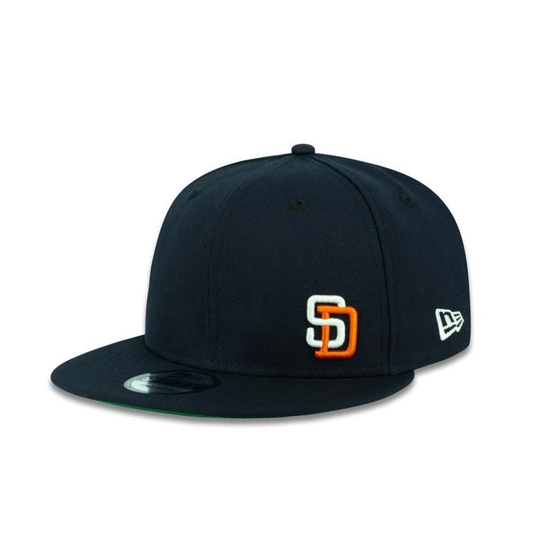 San Diego Padres New Era MLB 9FIFTY 950 Snapback Cap Hat Navy Crown/Visor White/Orange Side Flaw Logo