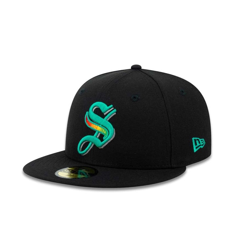 Saraperos de Saltillo New Era LMB 59FIFTY 5950 Fitted Cap Hat Black Crown/Visor Team Color Logo