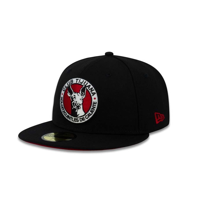 Xolos de Tijuana New Era Liga MX 59FIFTY 5950 Fitted Cap Hat Team Color Black Crown/Visor Red/Black/White Logo