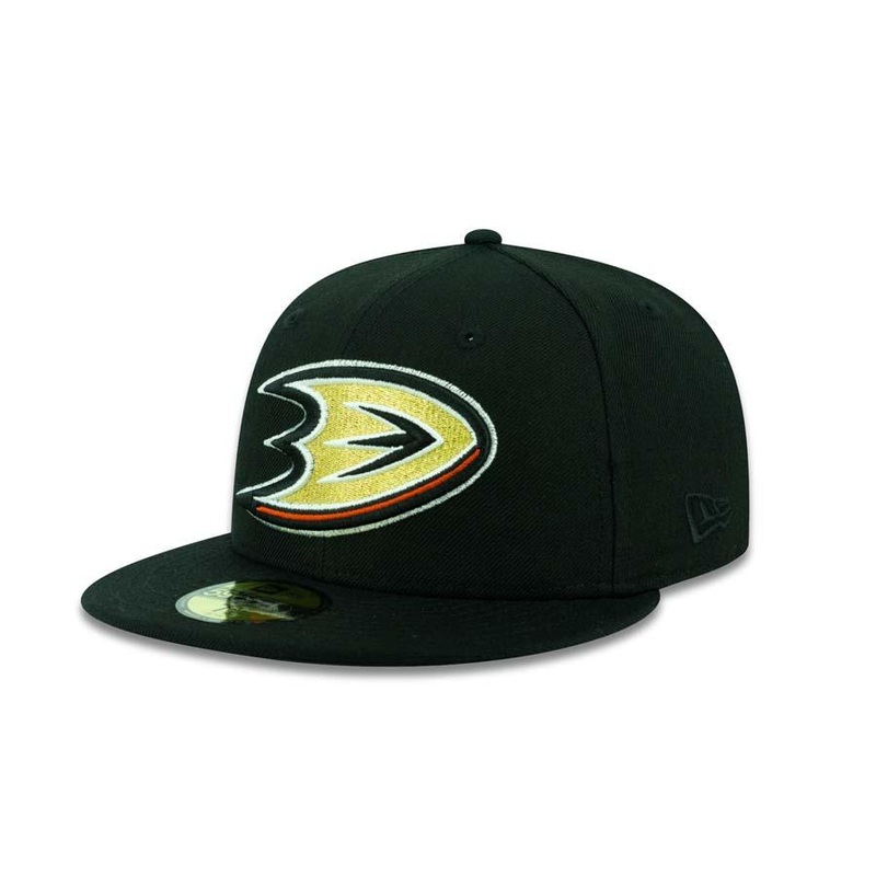 Anaheim Ducks New Era 59FIFTY 5950 Fitted Cap Hat Black Crown/Visor Team Color Logo