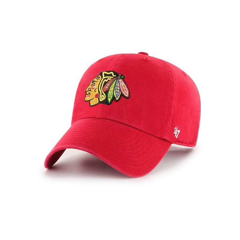 Chicago Blackhawks ’47 Brand NHL Clean Up Adjustable Cap Hat Red Crown/Visor Team Color Logo