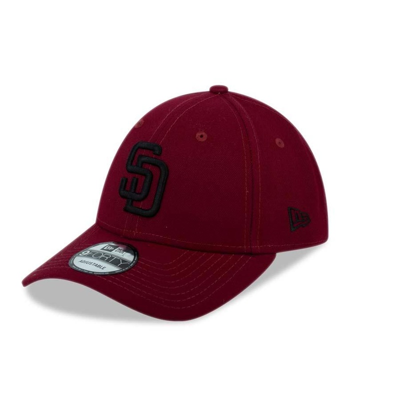 San Diego Padres New Era MLB 9FORTY 940 Adjustable Cap Hat Caridnal Crown/Visor Black Logo