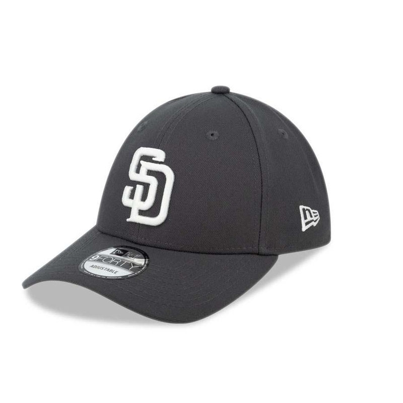 San Diego Padres New Era MLB 9FORTY 940 Adjustable Cap Hat Dark Gray Crown/Visor White Logo